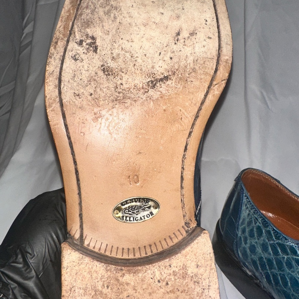 Vintage Matteo & Massim Men's Blue Genuine Crocodile Shoes size 10 with belt 40 - Picture 13 of 15